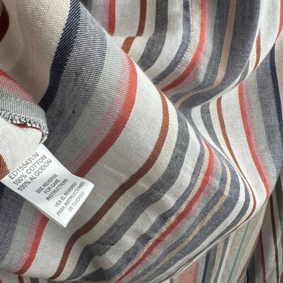 Multi-Striped Lightweight Faux Wrap Dress with Tie Waist - Picture 5 of 6